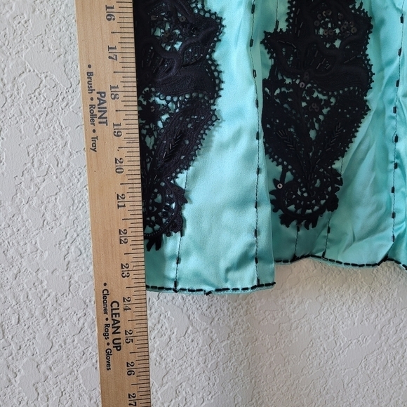 Vintage Bebe Liquid Satin Silk Camisole Top Beaded Sequins Velvet Trim Sz Med - Picture 11 of 13